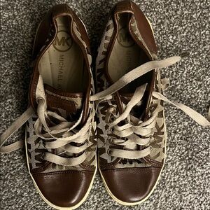 Michael Kors Chocolate and Beige Lace-Up Sneakers